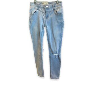 Free People Jeans Mara Skinny Women's Size 24 Light Wash Blue Distressed Knee